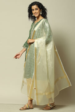 Gold Polyester Yarndyed Dupatta image number 0