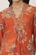 Orange Viscose Polyester Viscose Rayon Kurta Pants Set image number 1