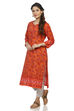 Peach Straight Cambric Cotton Kurta image number 2