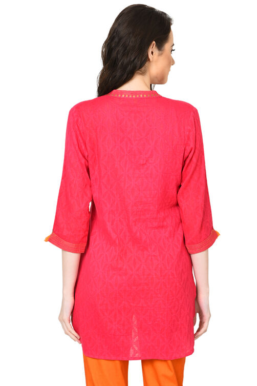 Pink Straight Cotton Indie Top image number 3