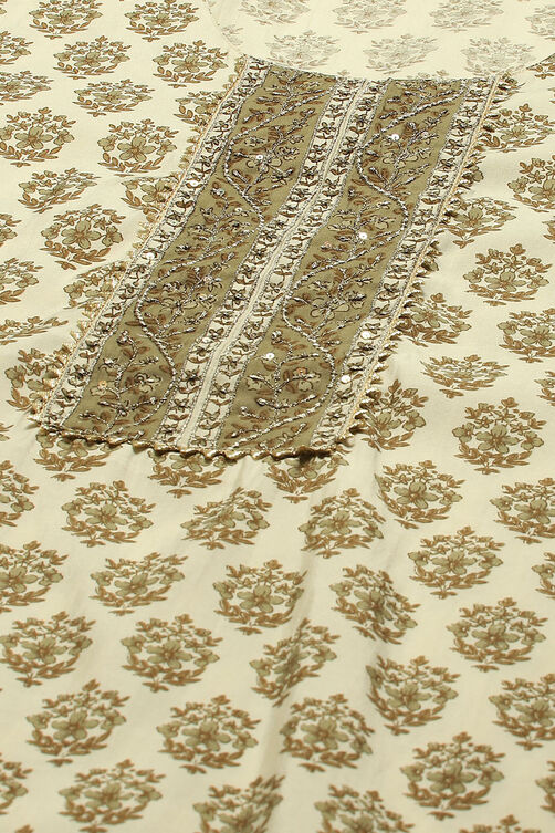 Ivory Printed Straight Kurta & Pants Suit Set image number 1