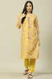 Yellow LIVA Straight Kurta image number 5