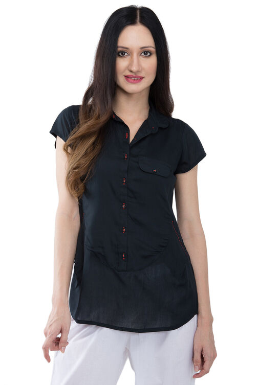 Black Short top Viscose Indie Top image number 0