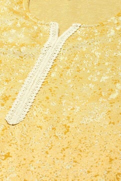 Yellow Acrylic Straight Printed Kurta image number 1