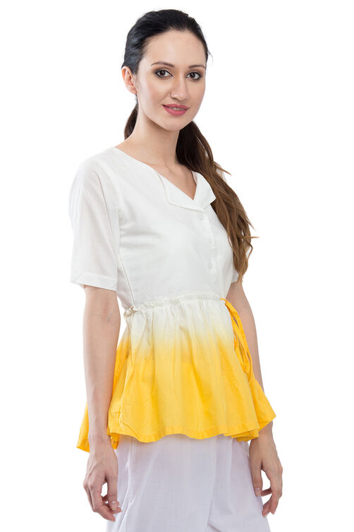 White Flared Cotton Indie Top image number 3