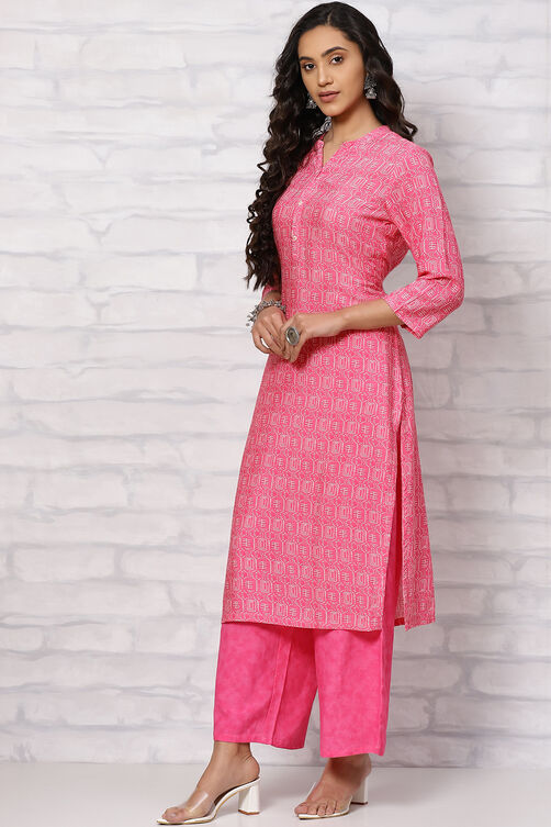 Pink Viscose Kurta Set image number 3