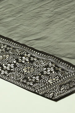 Black Polyester Straight Printed Kurta Palazzo Suit Set image number 3