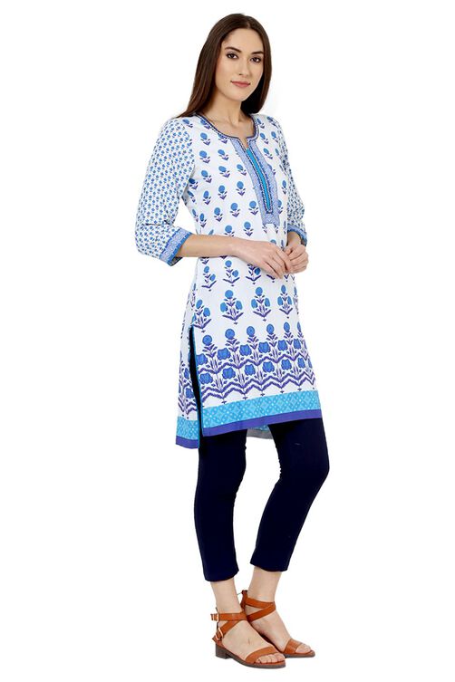 White Straight Cotton Kurta image number 2