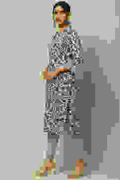 Black Rayon Straight Suit Set image number 3