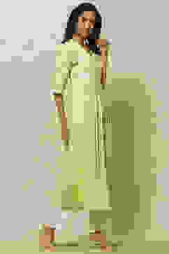 Lime Green Rayon Slub Tiered Dress image number 4