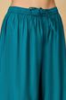 Teal Viscose Blend Kalidar Solid Suit Set image number 2