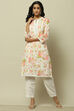 Lilac Cotton Printed Straight Suit Set image number 6
