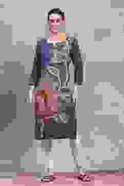 Blue Viscose Rayon Printed Straight Kurta image number 5