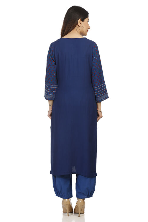 Indigo Straight Viscose Rayon Kurta image number 4