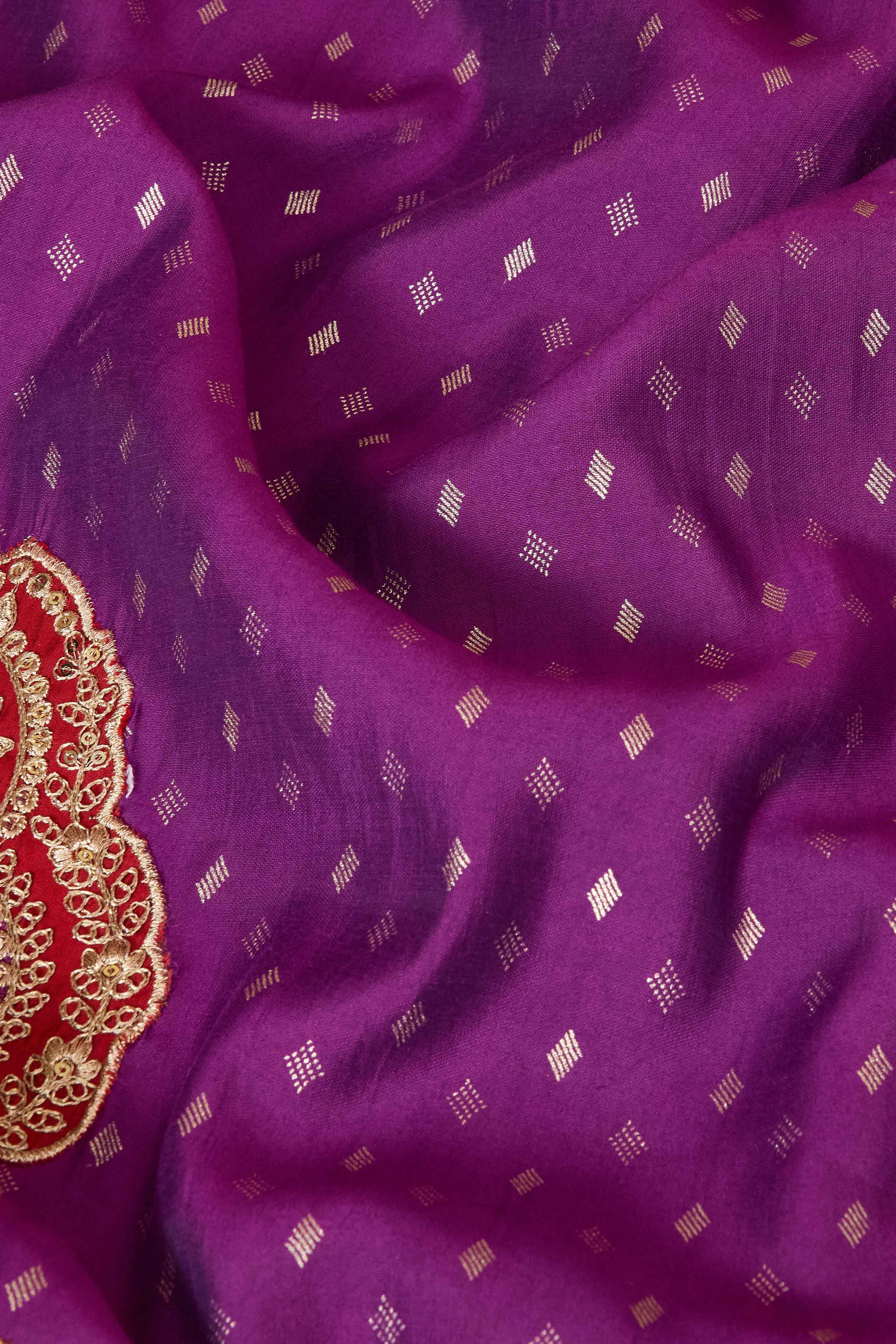 Purple Viscose Blend Straight Printed Suit Set image number 3
