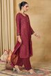 Blue Viscose Rayon Straight Printed Suit Set image number 4