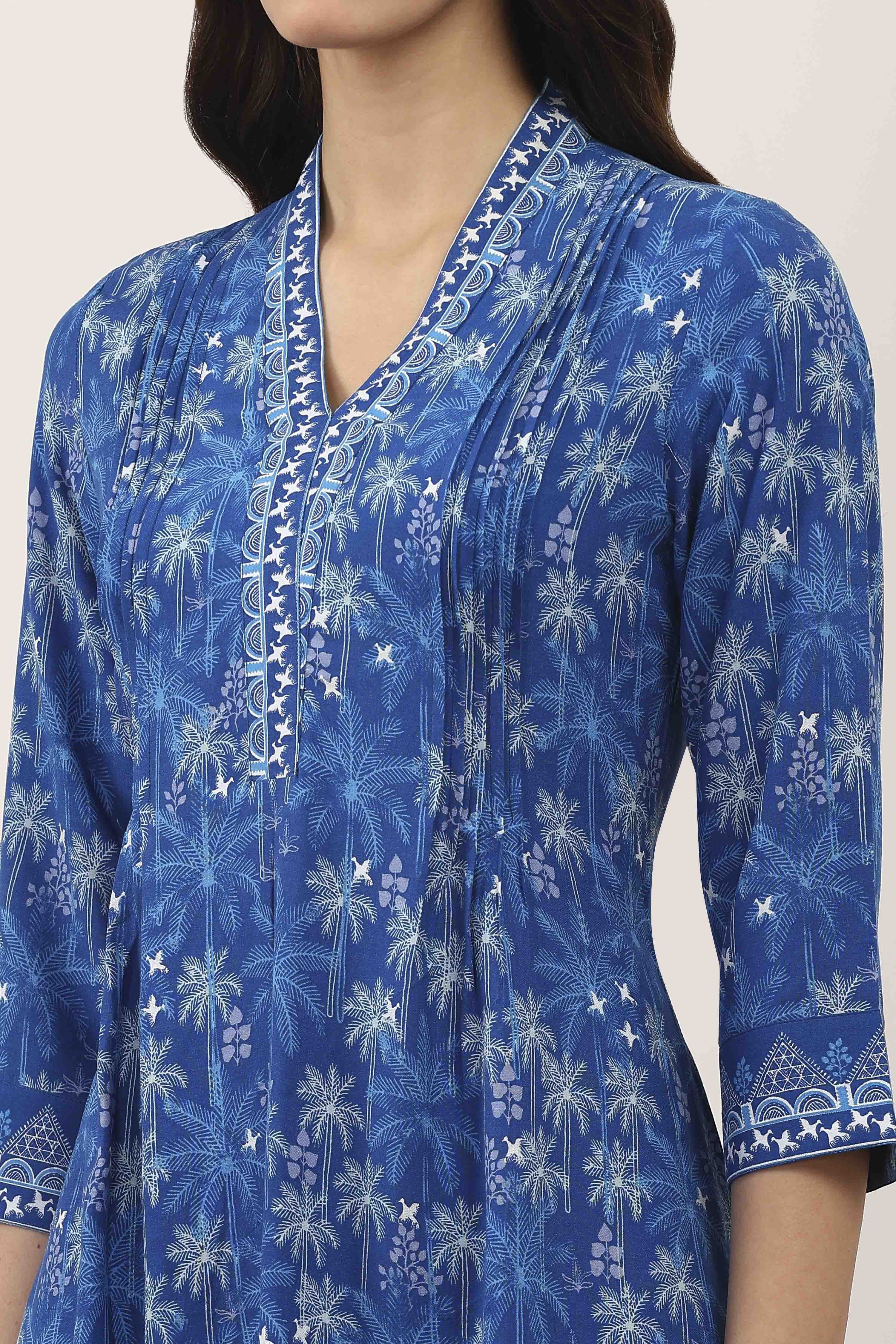 Blue Rayon Straight Kurtas image number 1