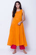 Pink Cotton Straight Kurta image number 3