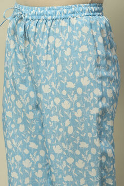Pastel Blue Rayon Straight Suit Set image number 2