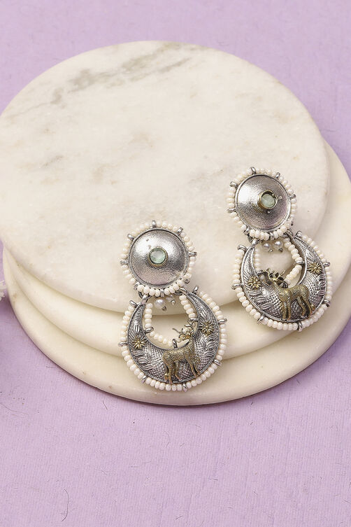 Dual Oxidised Alloy Earrings image number 0