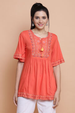 Coral Viscose Rayon Short Top image number 0