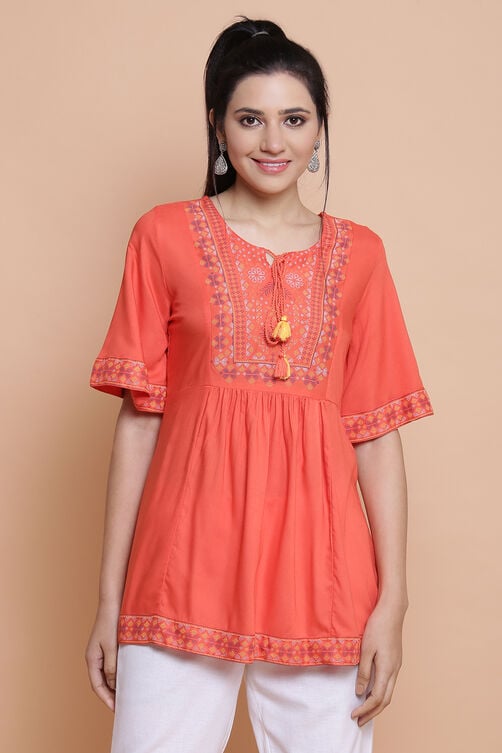 Coral Viscose Rayon Short Top image number 0