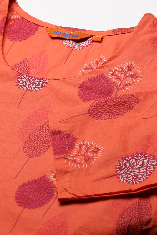 Orange Cotton And Cambric Straight Kurta image number 1