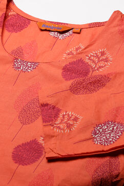 Orange Cotton And Cambric Straight Kurta image number 1