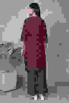 Wine Viscose Polyester Viscose Rayon Kurta Pants Set image number 4