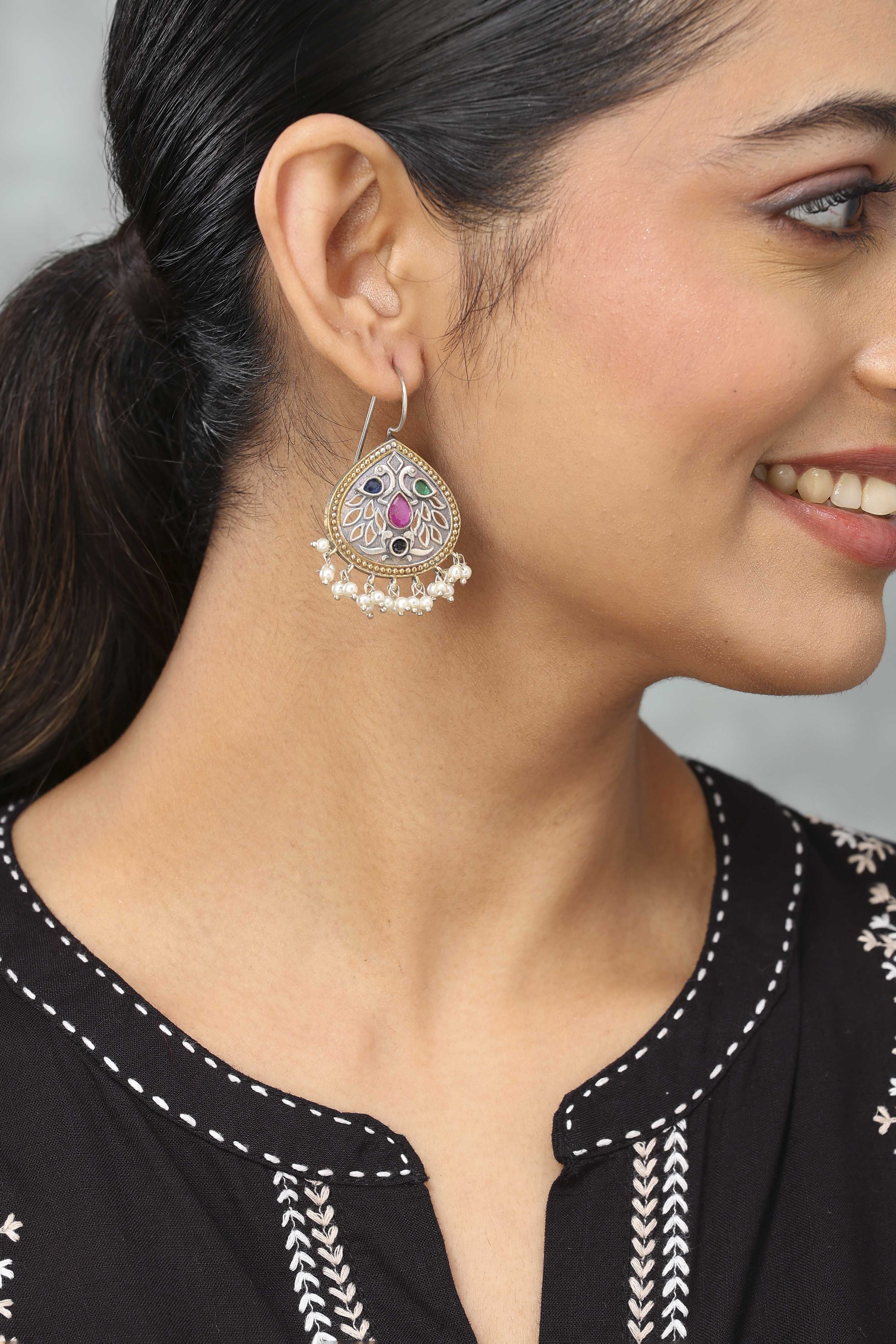 Multicolor Brass Drop & danglers image number 1