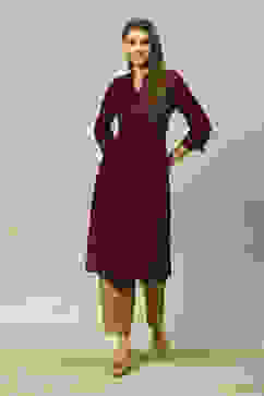 Purple LIVA Straight Printed Kurta image number 5