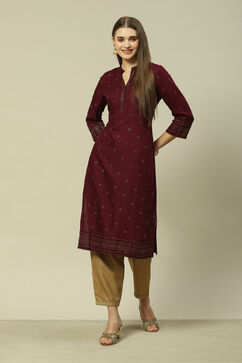 Purple LIVA Straight Printed Kurta image number 5