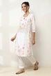 White Cotton Floral Straight Kurta image number 2