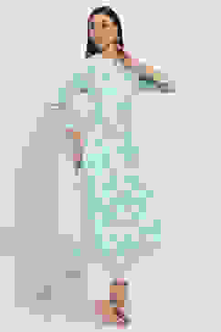 Sea Green Printed Straight Kurta image number 4