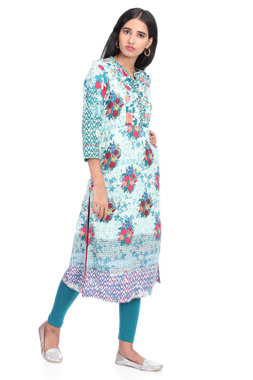 Lime Green Straight Viscose Rayon Kurta image number 2