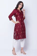 Maroon Shantoon Straight Kurta image number 2