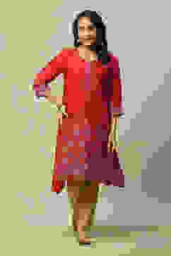 Purple LIVA Straight Printed Kurta image number 5