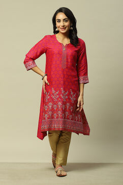 Purple LIVA Straight Printed Kurta image number 5