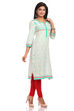 Beige Straight Cotton Kurta image number 2