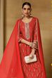 Red Viscose Rayon Straight Printed Suit Set image number 8