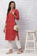 Maroon Cambric Cotton Straight Kurta image number 0