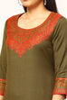 Olive Green Acrylic Straight Suit Set image number 1
