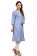 Blue Straight Cotton Kurta image number 3