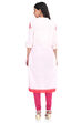 Off White & Blue Cotton Straight Kurta image number 5