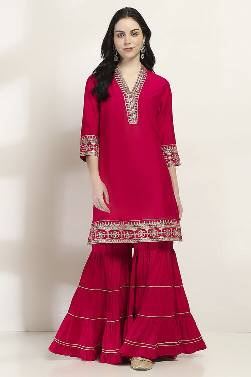 Red Viscose Straight SET image number 6