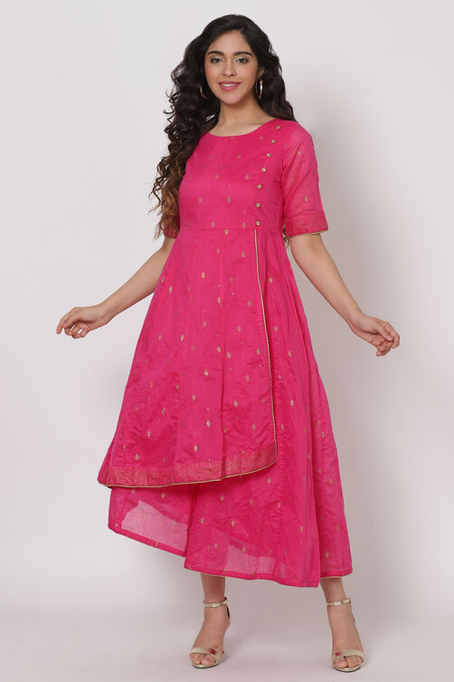 Pink Polyster Poly Chanderi Dress image number 0