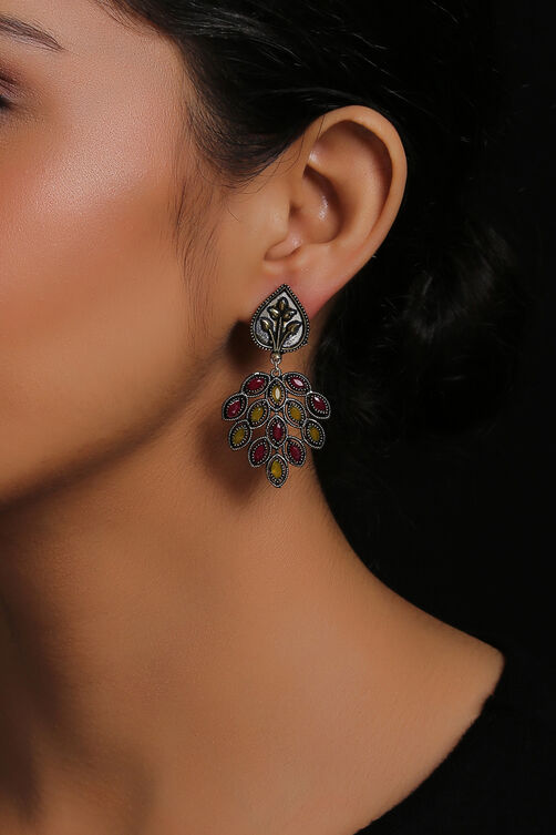 Yellow and Light Green Metal Brass Earring image number 1