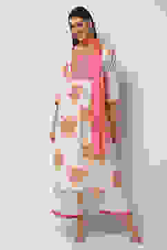 Peach-Toned Floral Printed Gathered Suit Set image number 0