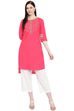 Coral Cotton Straight Kurta image number 0