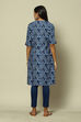 Indigo Blue Viscose Straight Printed Kurta image number 4